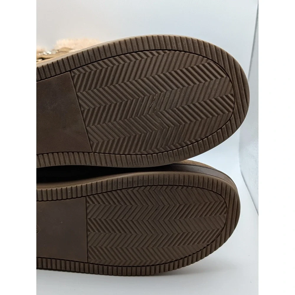 G by Guess‎ Aussie Chestnut Faux Suede Shearling Cuff Boots Womens 7M Rhinestone